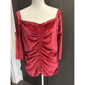 NWT  Torrid Velvet Shirred Front Off The Shoulder Long Sleeve Top Plus Size 1X
